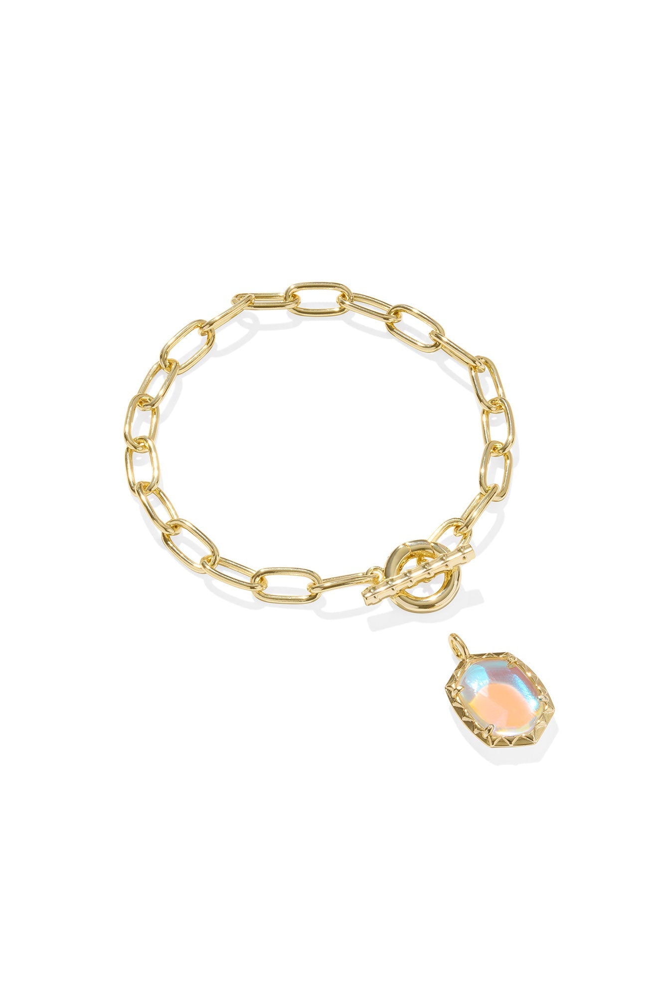 Daphne Gold Link And Chain Bracelet Dichroic Glass