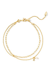 Eve Multi Strand Bracelet White Pearl Gold