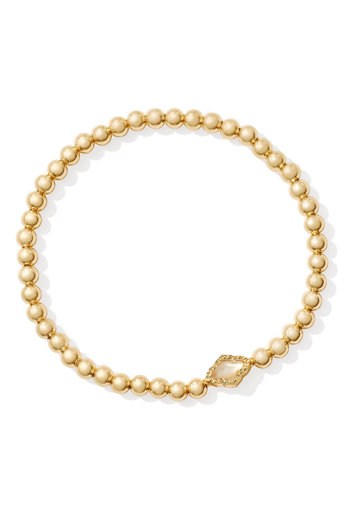 Abbie Beaded Stretch Bracelet Gold Mother Of Pearl