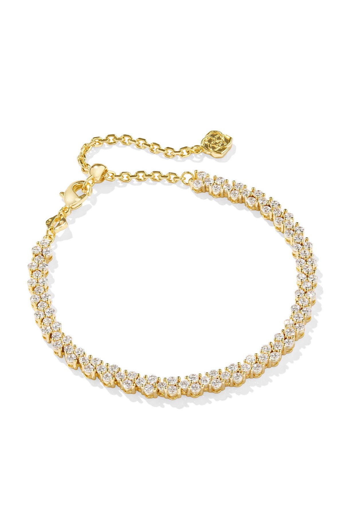 Emery Gold Tennis Bracelet White Crystal