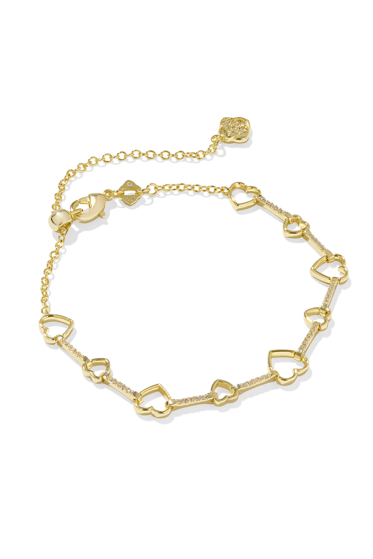 Haisley Heart Gold Delicate Chain Bracelet White Crystal