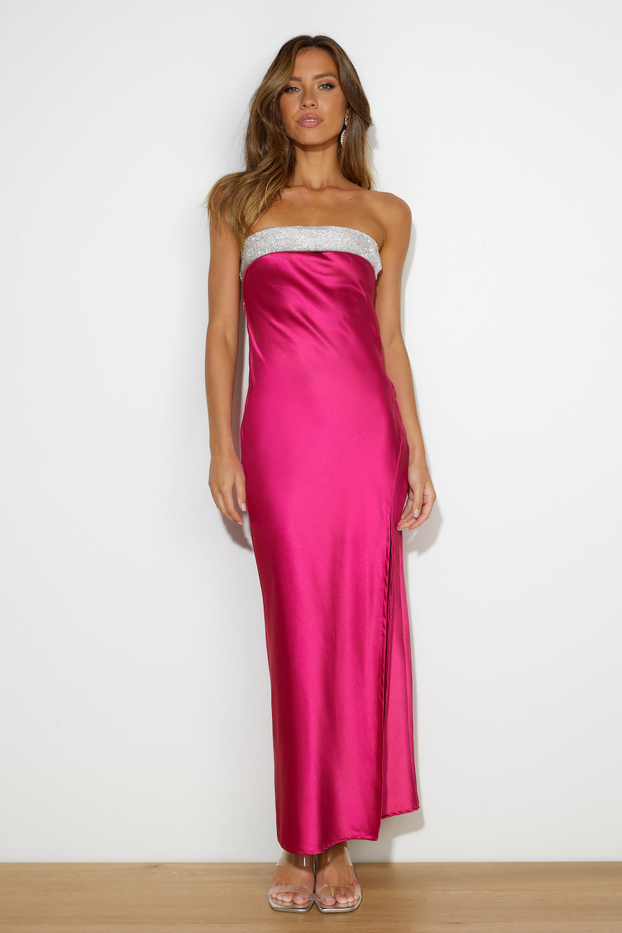 Luxe Only Satin Midi Dress Pink