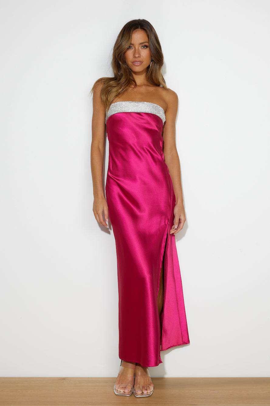 Luxe Only Satin Midi Dress Pink
