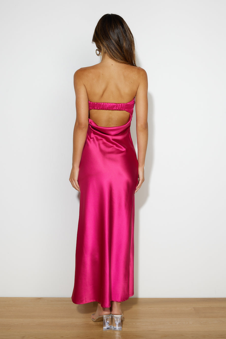 Luxe Only Satin Midi Dress Pink
