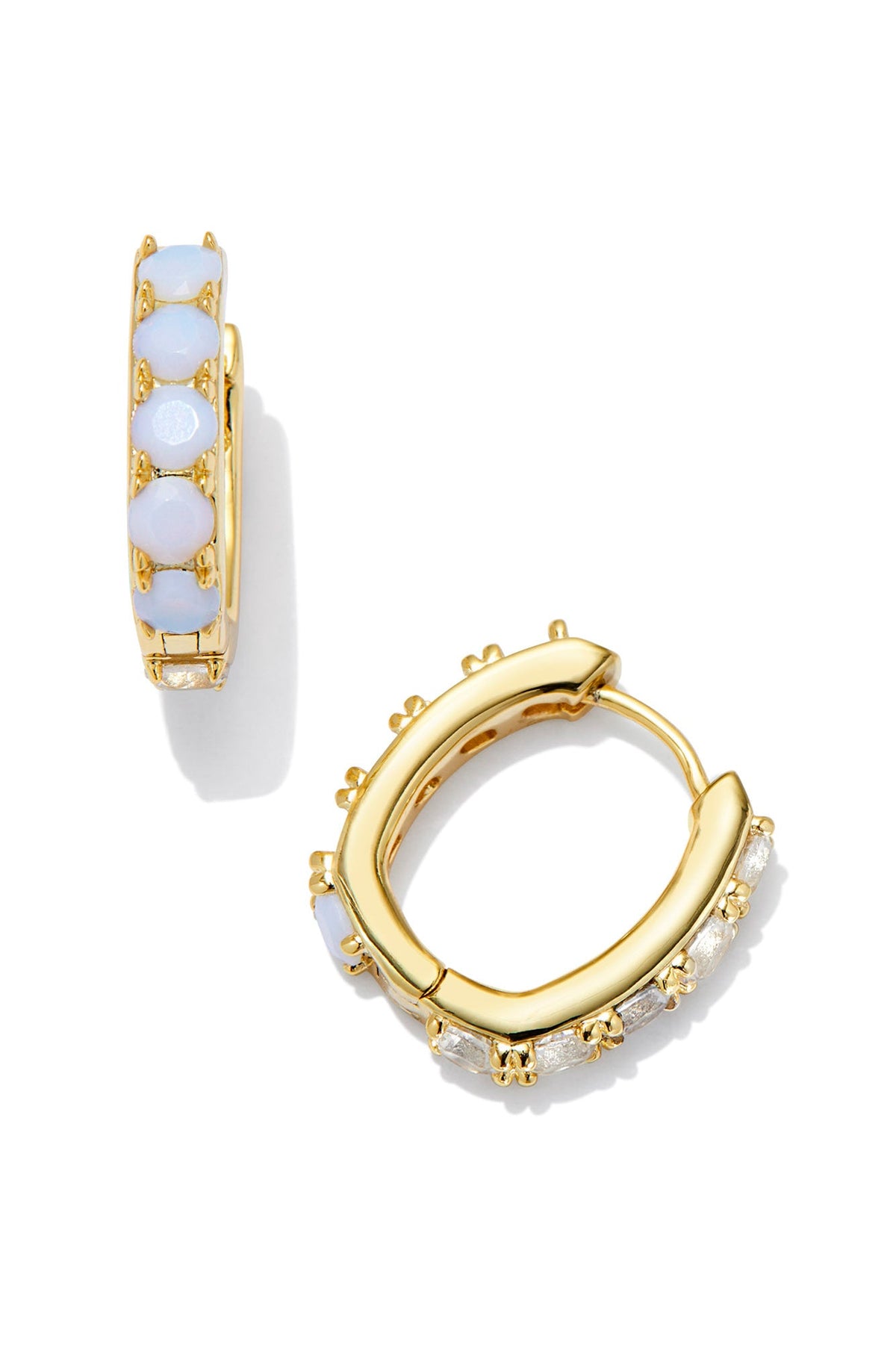 Chandler Huggie Earrings Gold White Opalite Mix