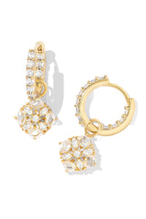 Dira Convertible Crystal Huggie Earrings Gold White Crystal