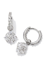 Dira Convertible Silver Crystal Huggie Earrings Silver White Crystal