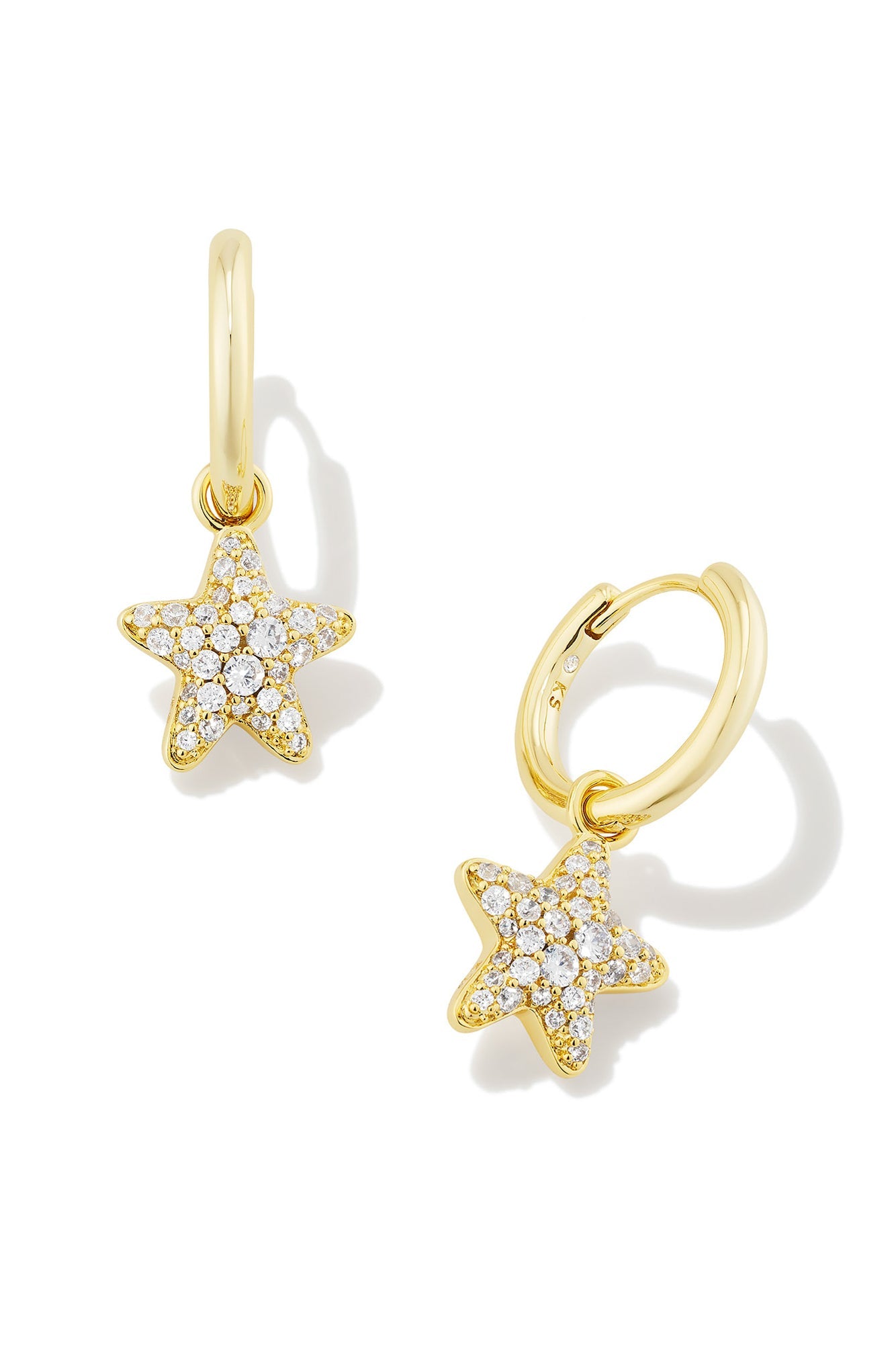 Jae Convertible Star Pave Huggie Earrings Gold White Crystal