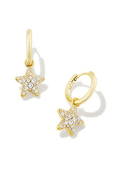 Jae Convertible Star Pave Huggie Earrings Gold White Crystal