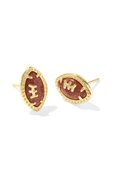 Football Stud Earrings Orange Goldstone Gold