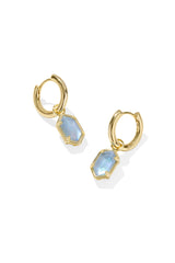 Hallie Gold Huggie Earrings Sky Blue Mother Of Pearl