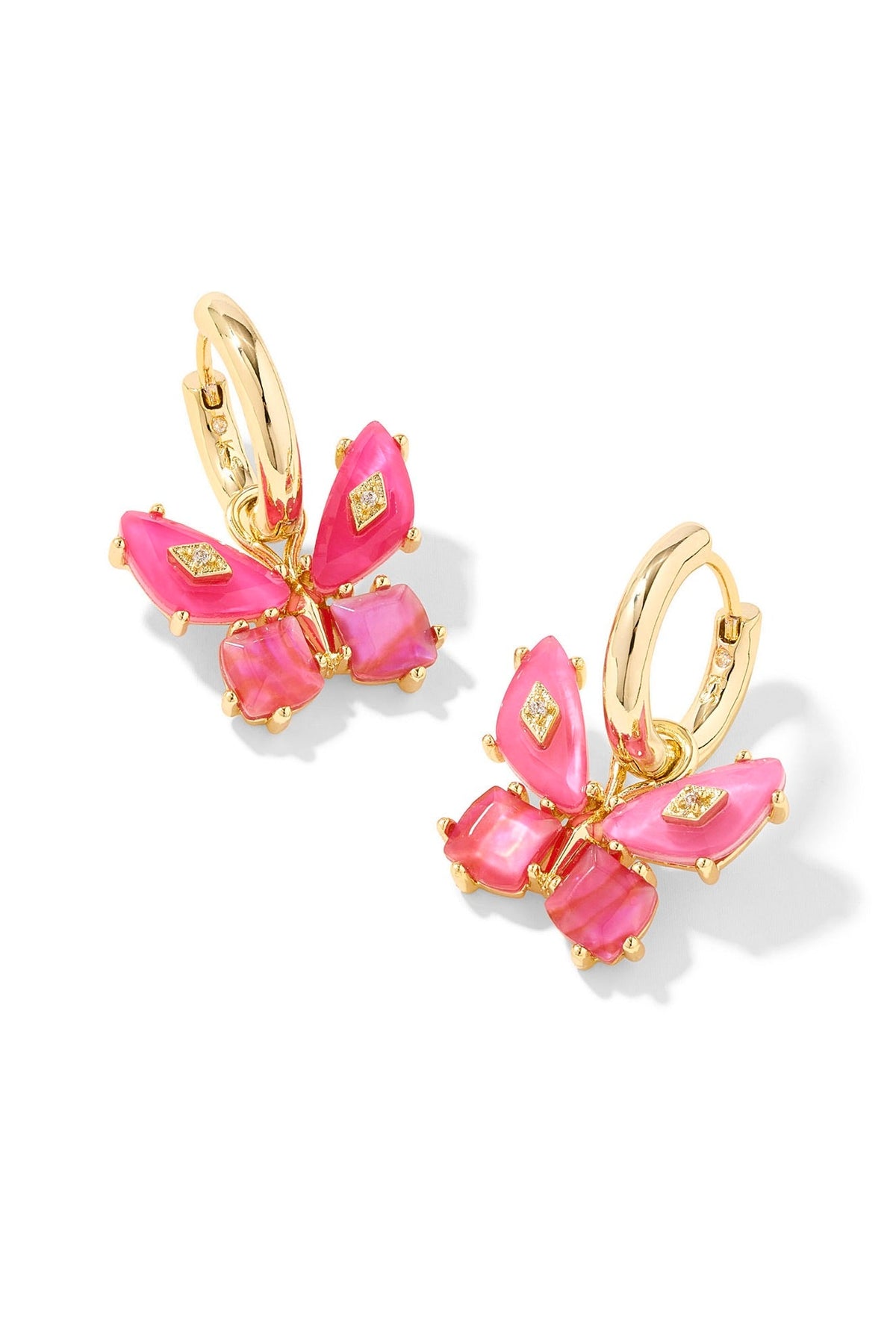 Bianca Butterfly Gold Huggie Earrings Pink Mix