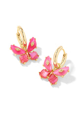 Bianca Butterfly Gold Huggie Earrings Pink Mix