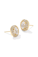 Bella Stud Earrings Gold White Cz