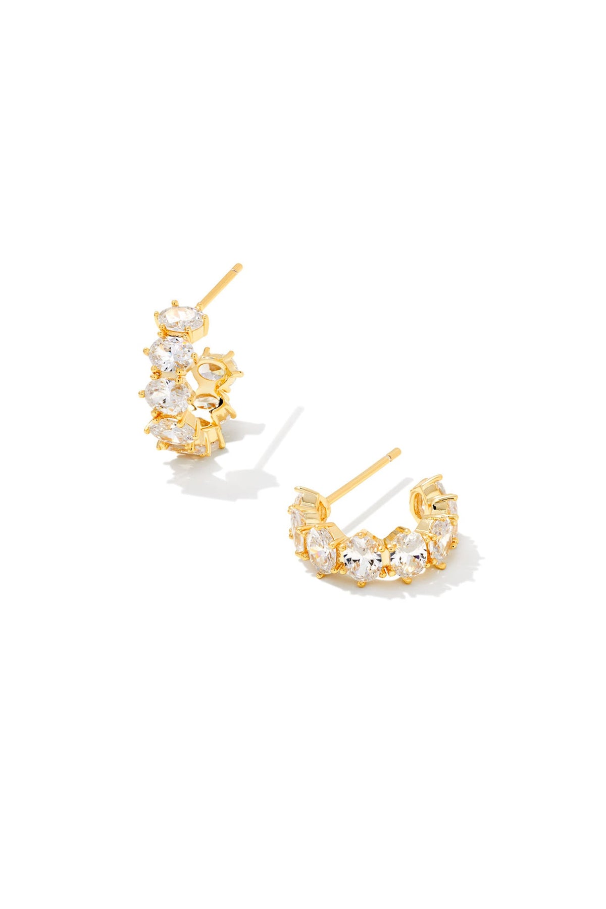 Cailin Gold Crystal Huggie Earrings White CZ