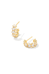 Cailin Gold Crystal Huggie Earrings White CZ