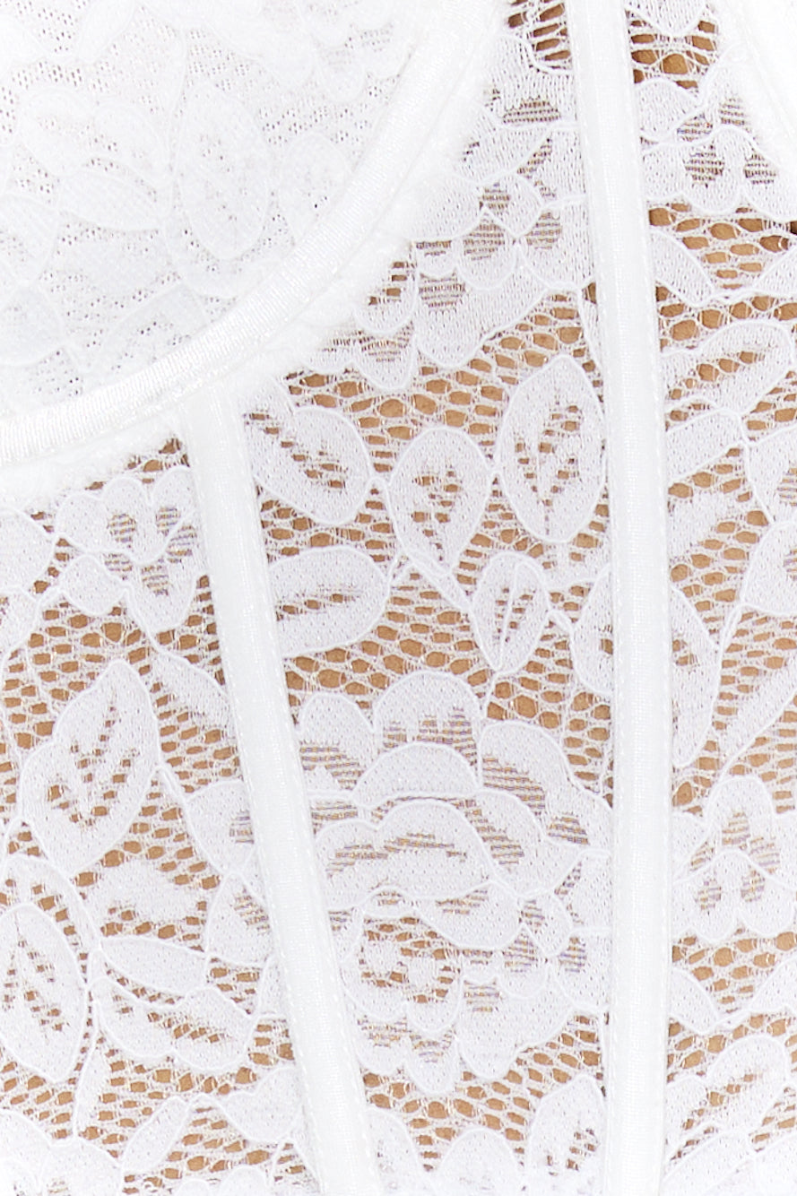 Let's Go Party Lace Crop Top White