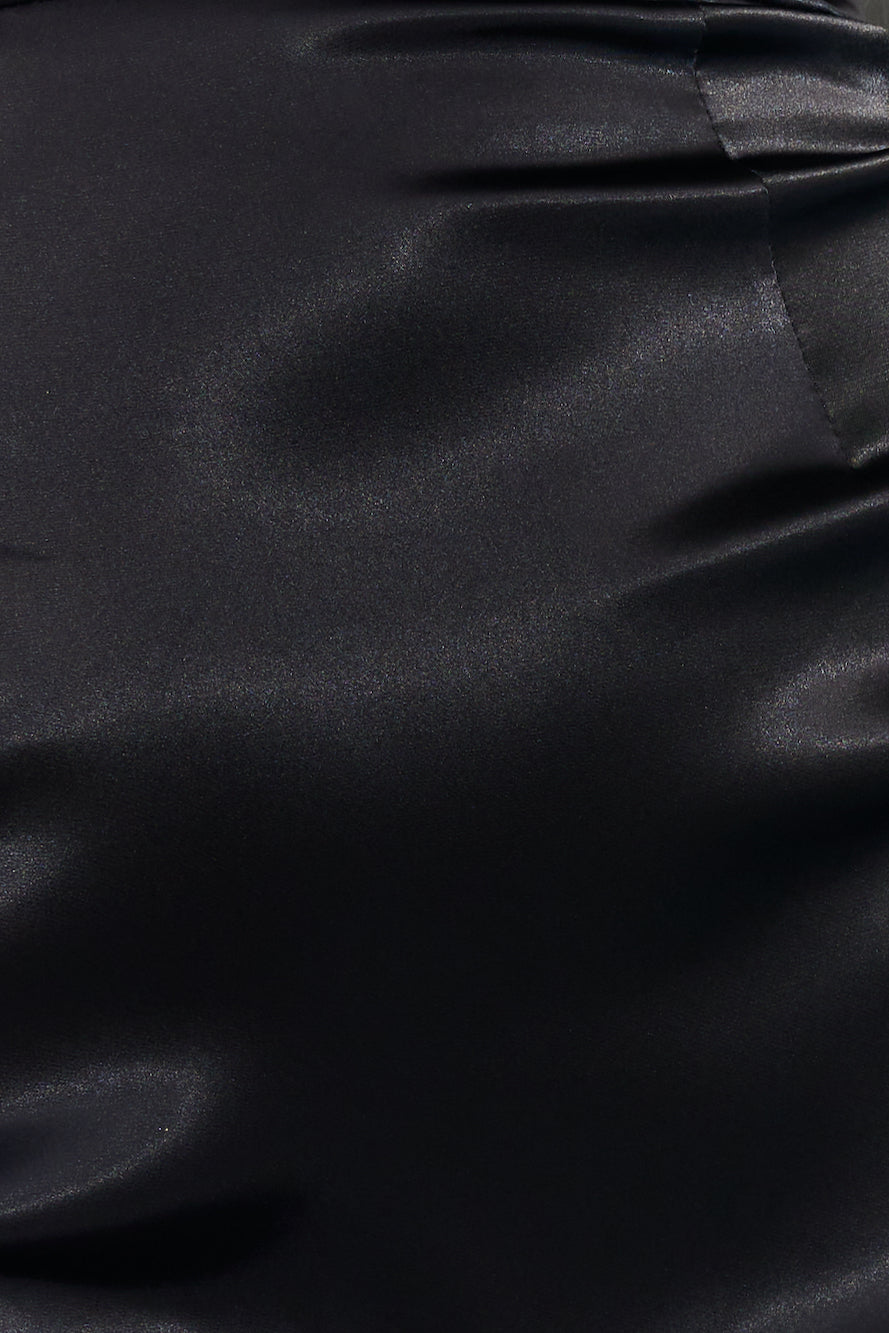 Magical Love Satin Mini Dress Black