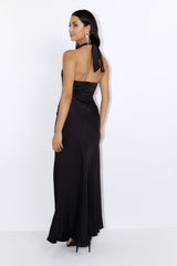 Formal Night Out Satin Maxi Dress Black