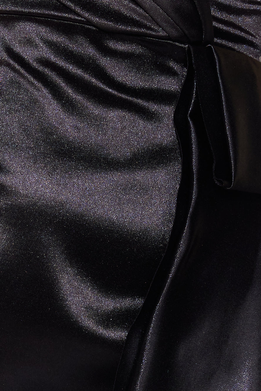 Enter The Room Satin Mini Dress Black