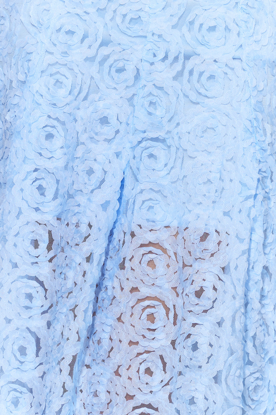 In Full Bloom Mesh Midi Dress Blue