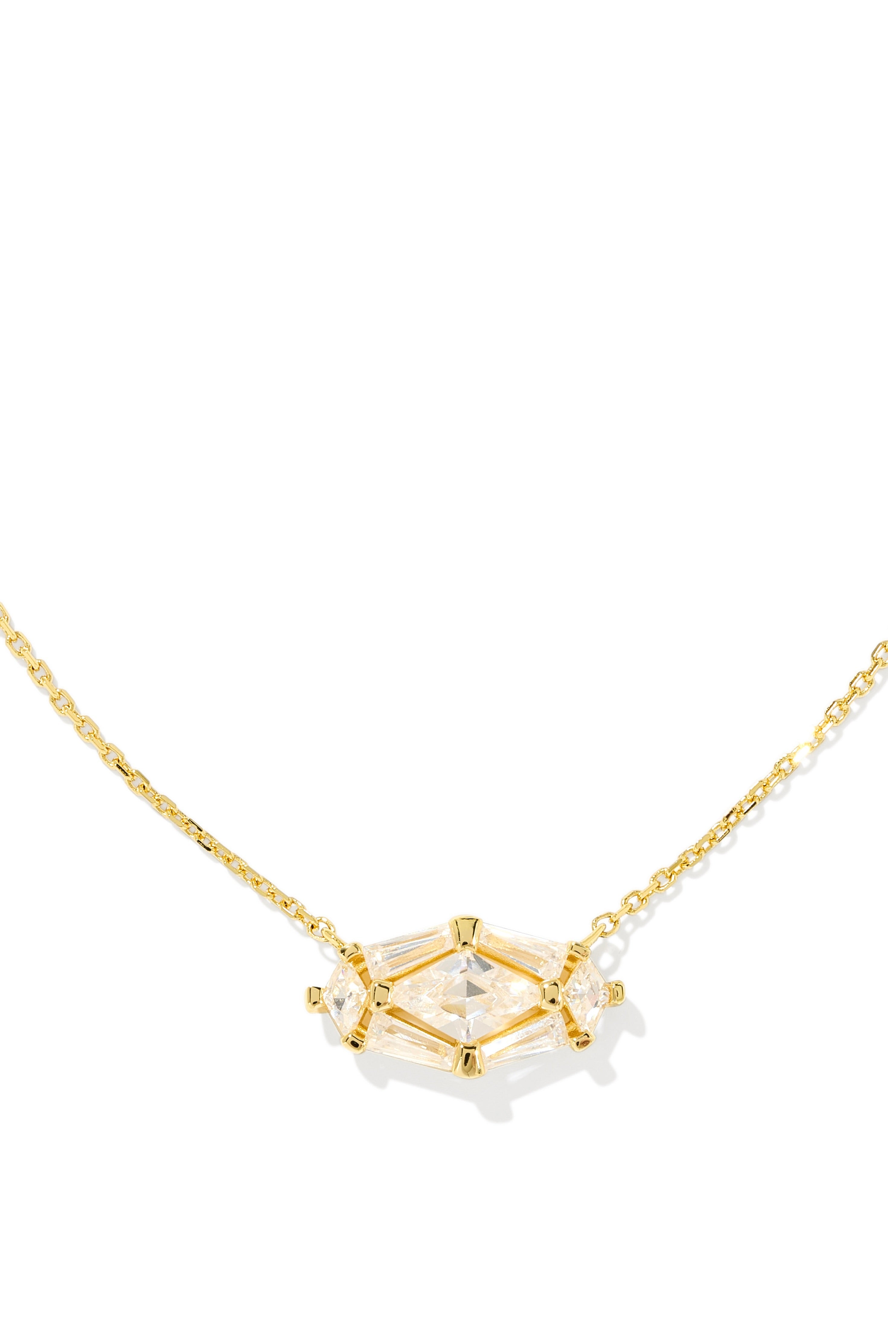Lindy Rae Elisa Gold Short Pendant Necklace White Crystal