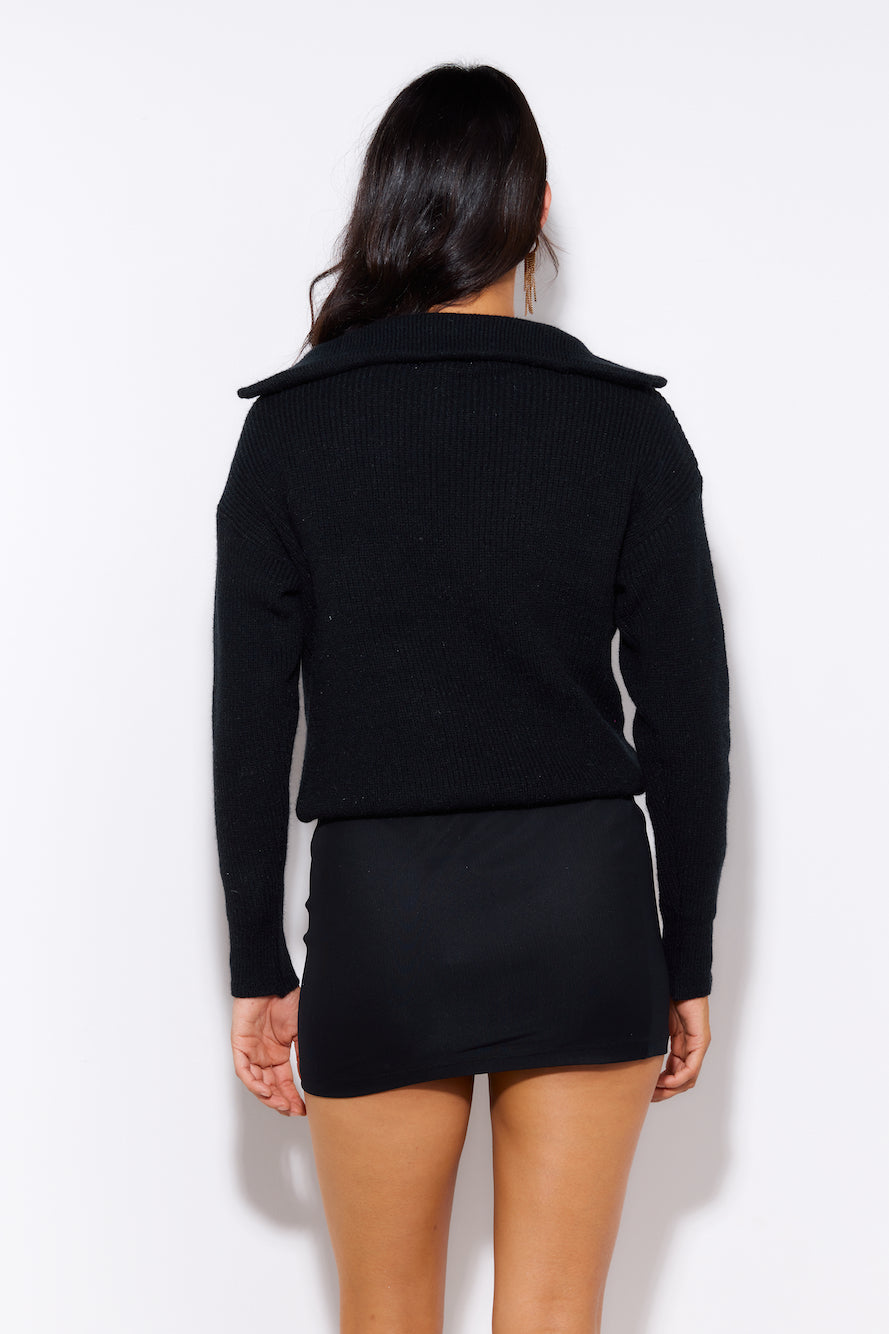 Frosty Days Knit Sweater Black