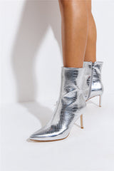 BILLINI Joannie Boots Silver Metallic Croc