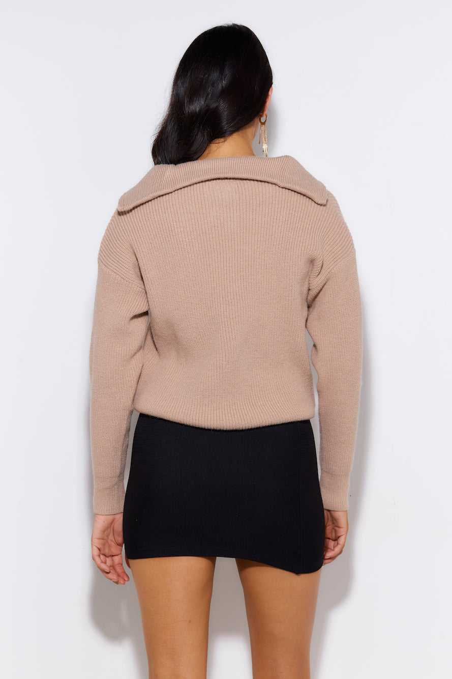 Frosty Days Knit Sweater Beige