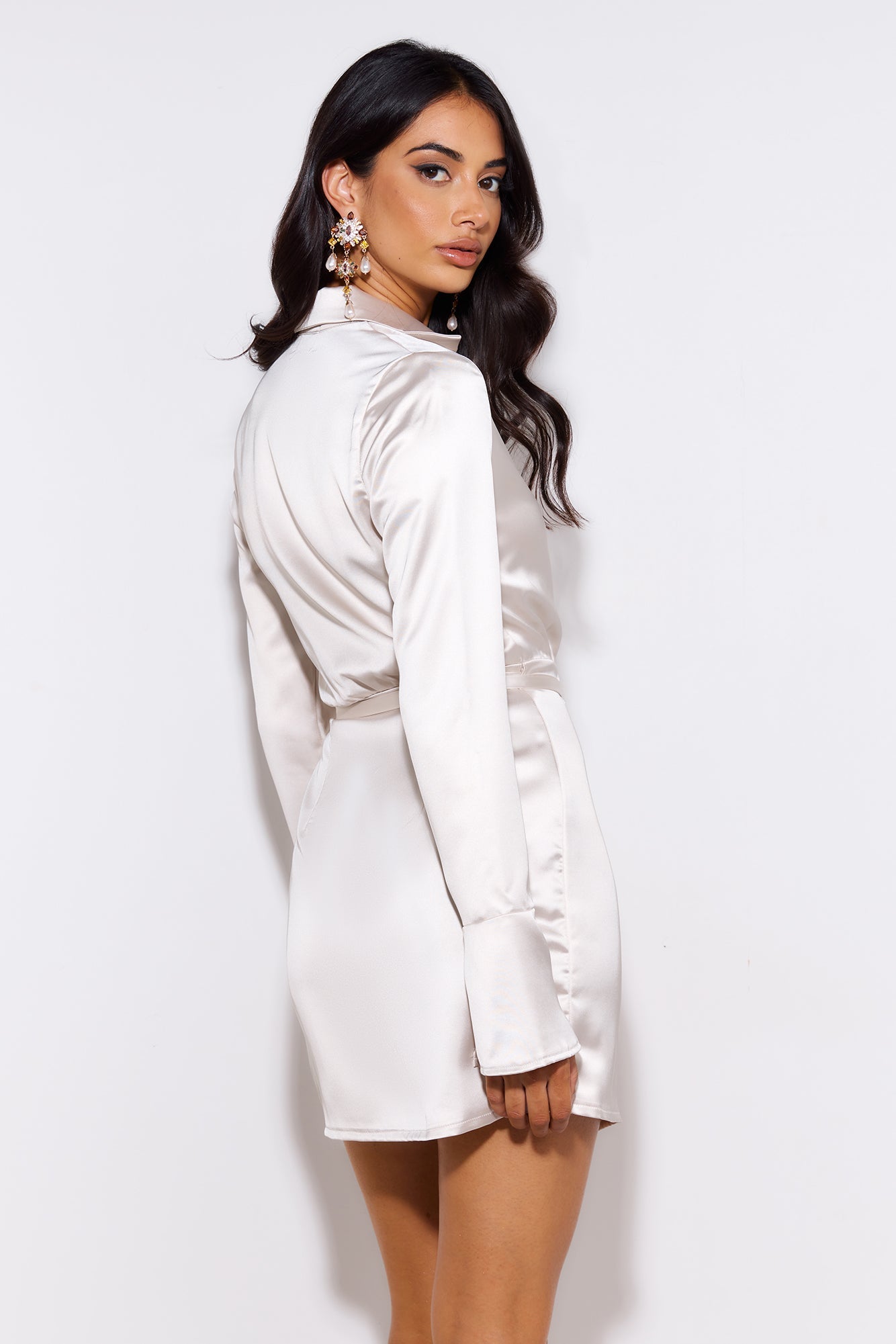 Love To Dance Satin Mini Dress Champagne