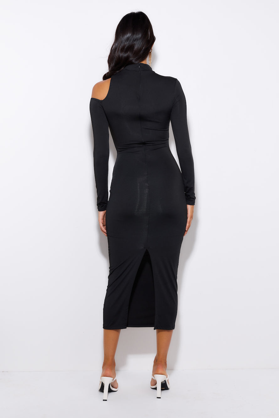 Late But Fashionable Midi Dress Black