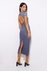 Bright To Dark Mesh Maxi Dress Grey