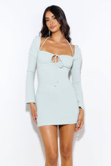 Influenced Ribbed Mini Dress Sage