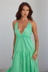 Dance In The Dark Halter Maxi Dress Green