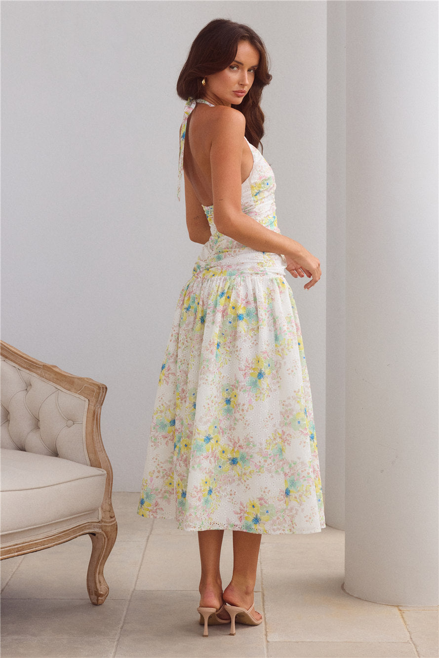 Island Dreamscape Halter Midi Dress Print