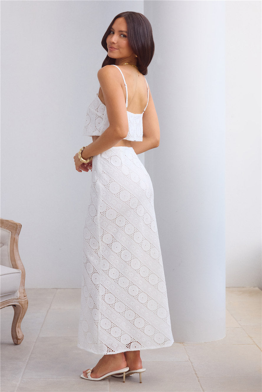 Island Calm Embroidered Maxi Skirt White