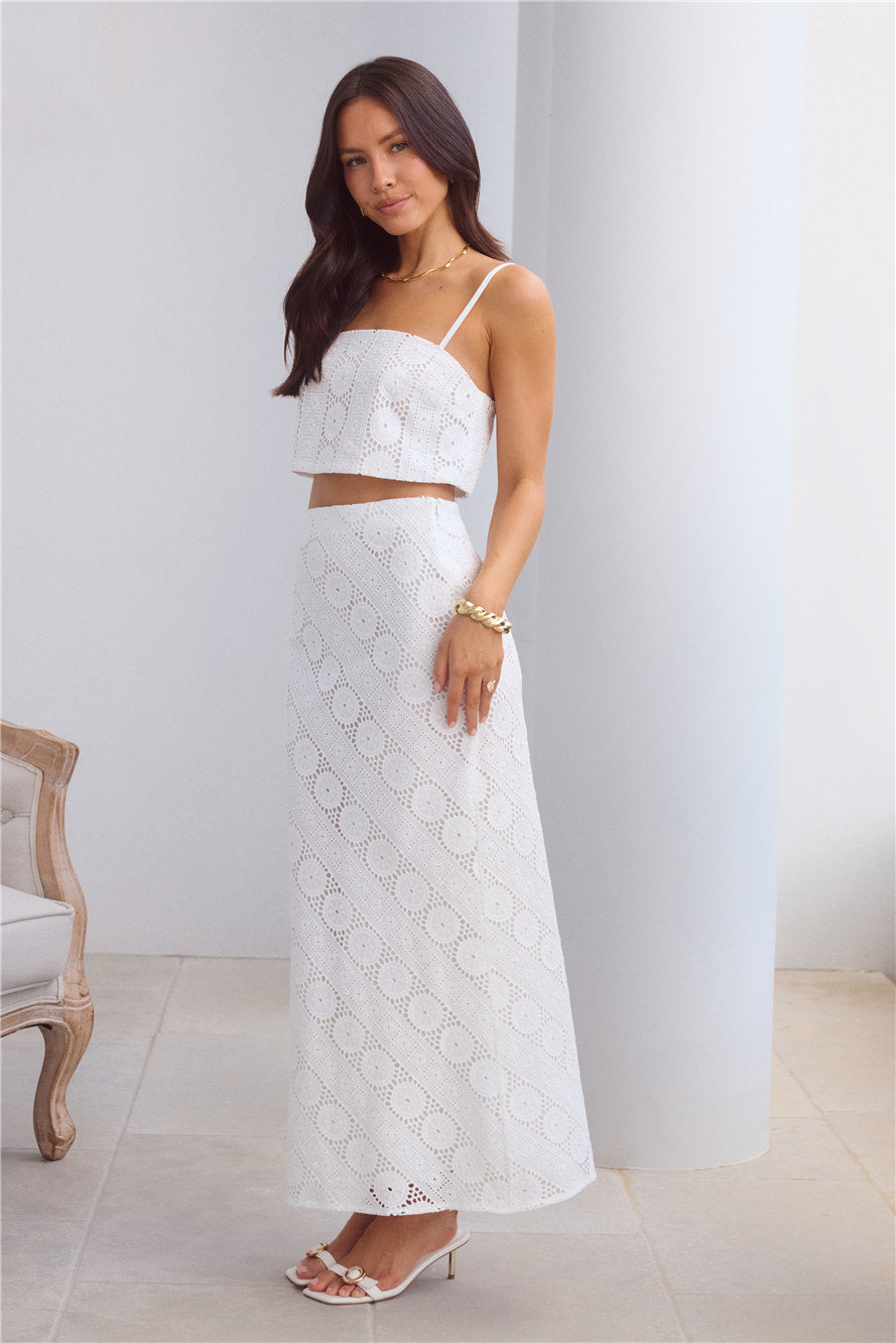 Island Calm Embroidered Crop Top White