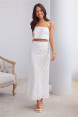 Island Calm Embroidered Crop Top White