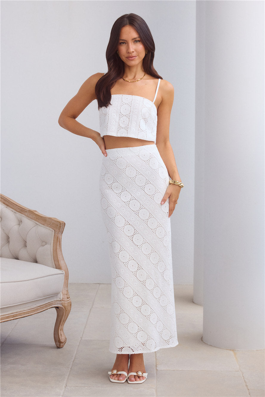 Island Calm Embroidered Crop Top White