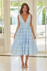Ibiza Escape Embroidered Midi Dress Blue