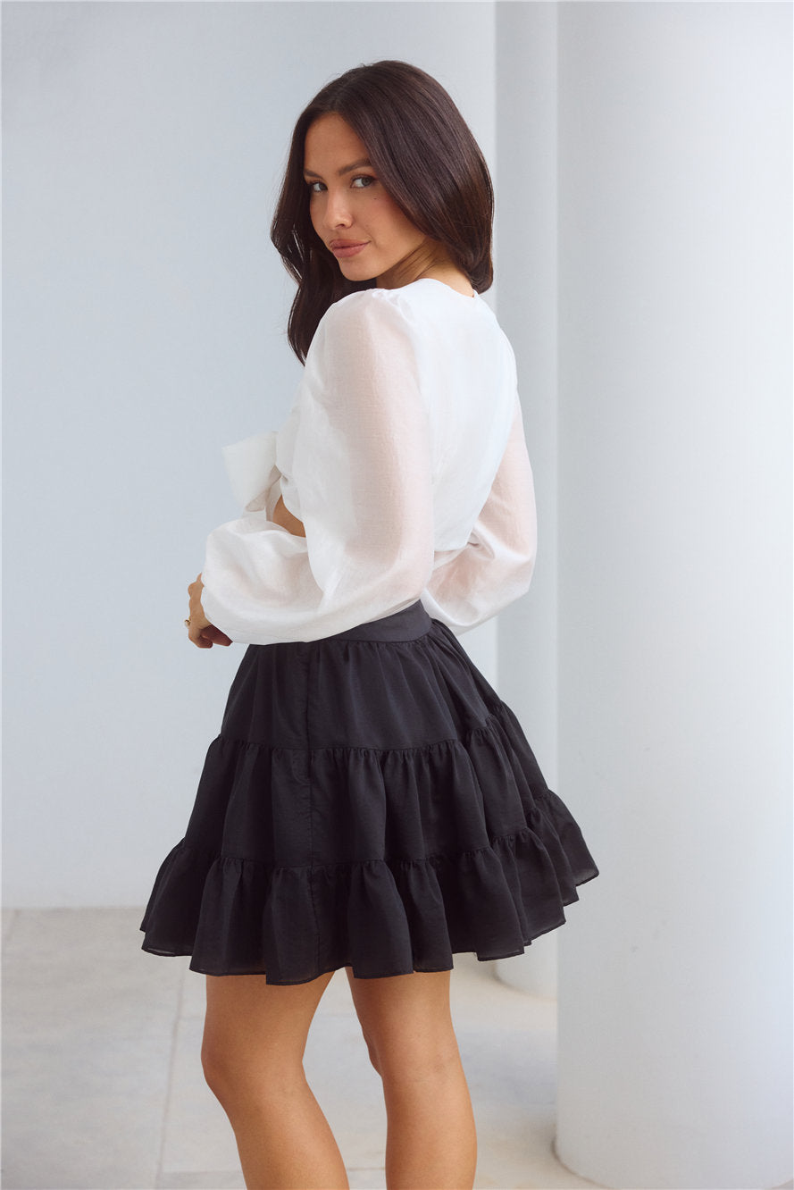 London Luxe Long Sleeve Top White