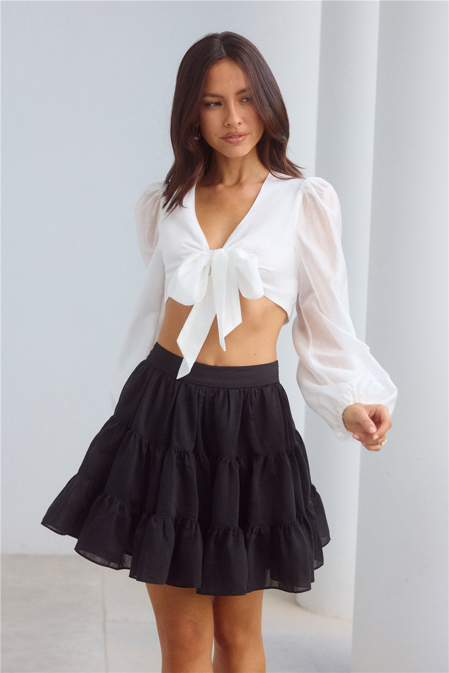 London Luxe Long Sleeve Top White