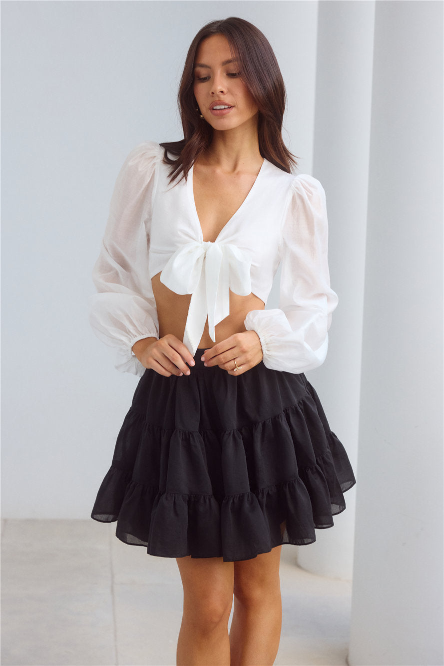 London Luxe Long Sleeve Top White