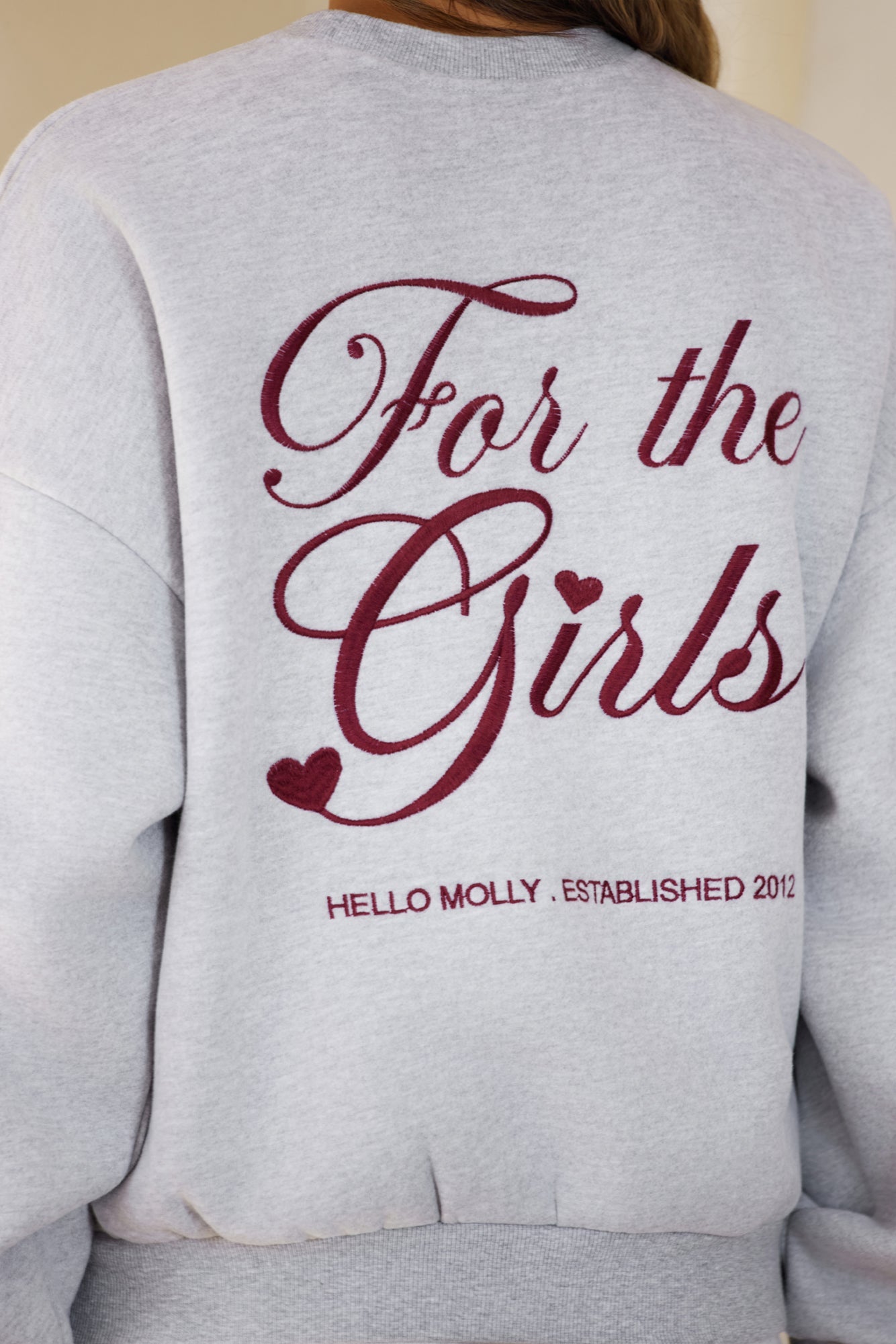 BASE Girls Club Graphic Round Neck Sweatshirt Grey Marle