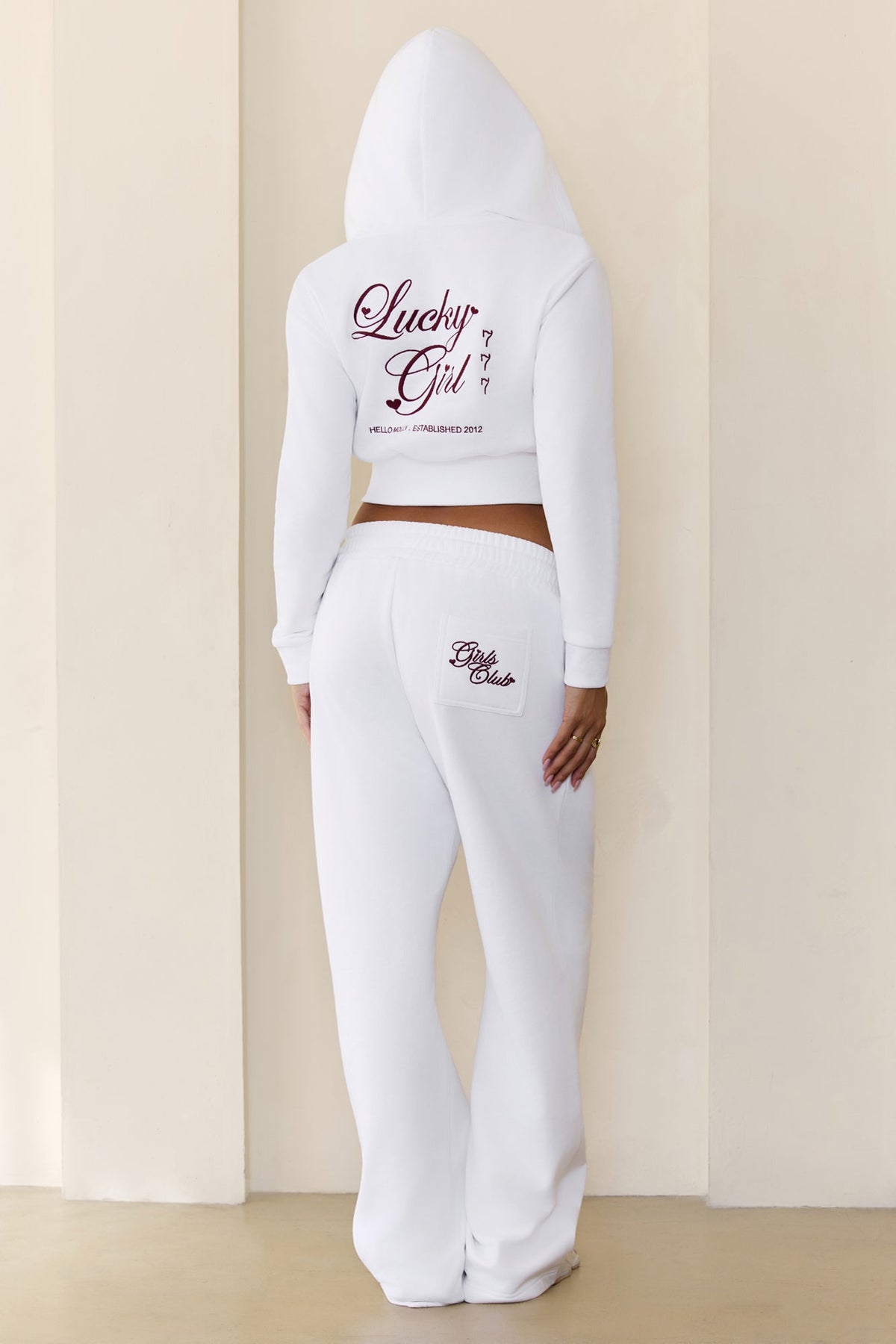 BASE Lucky Girl Zip Up Hoodie White