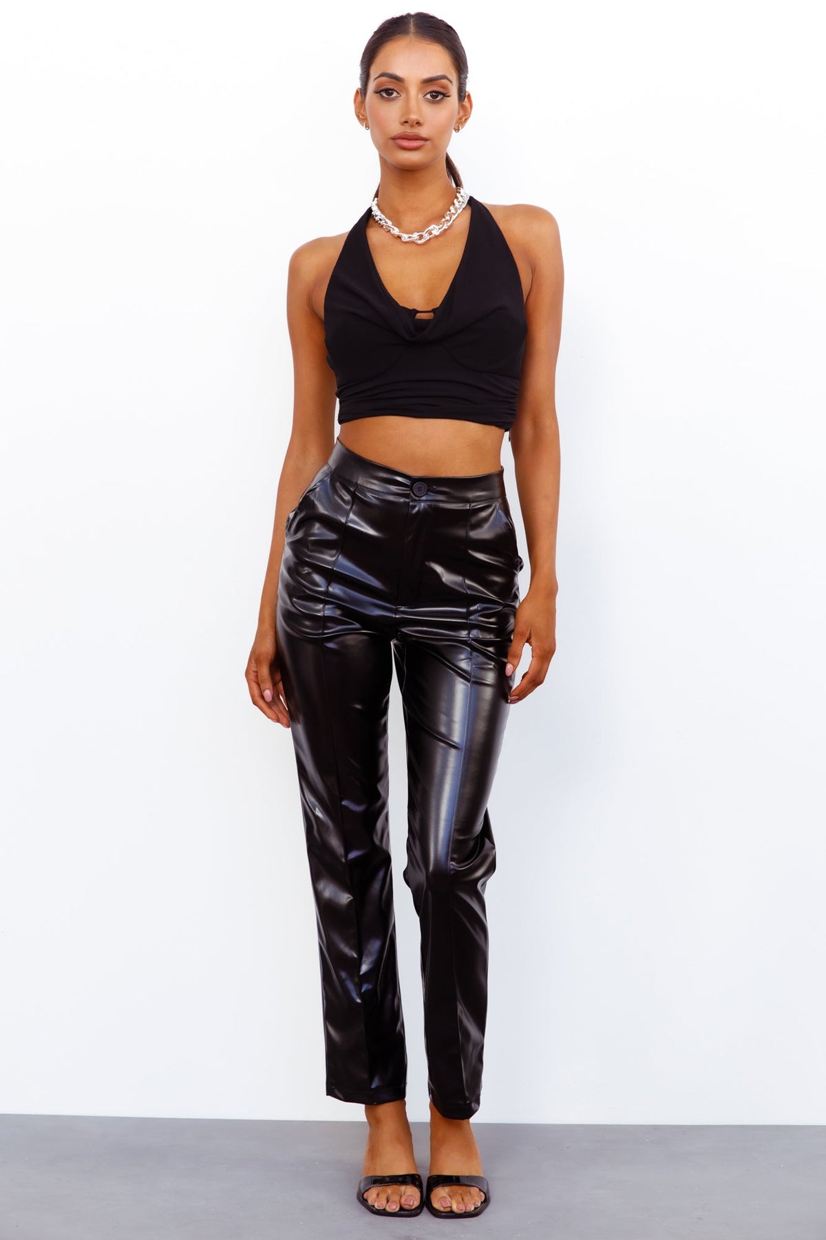 Baddie Central Faux Leather Pants Black