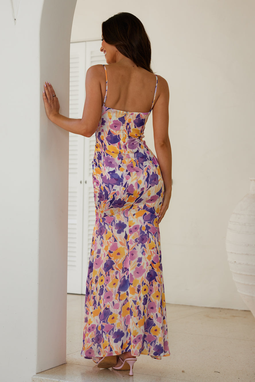 HELLO MOLLY On Your Wishlist Satin Maxi Dress Multi Print