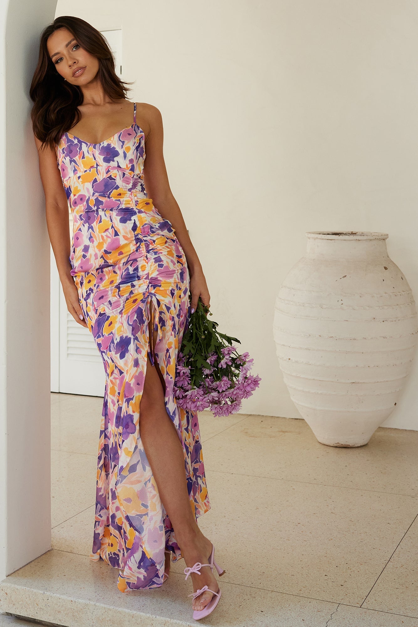 HELLO MOLLY On Your Wishlist Satin Maxi Dress Multi Print