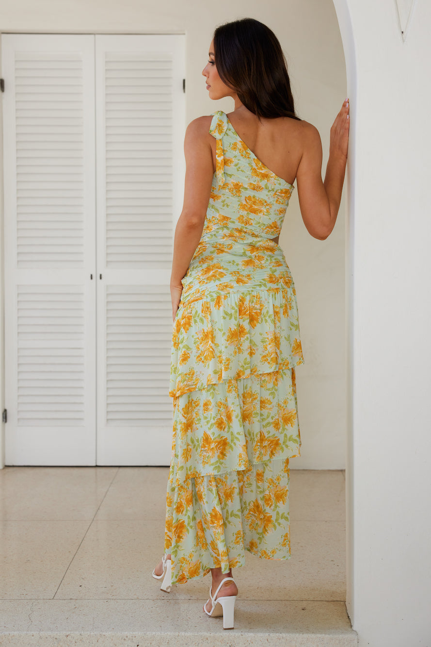HELLO MOLLY Party On The Coast One Shoulder Maxi Dress Blue