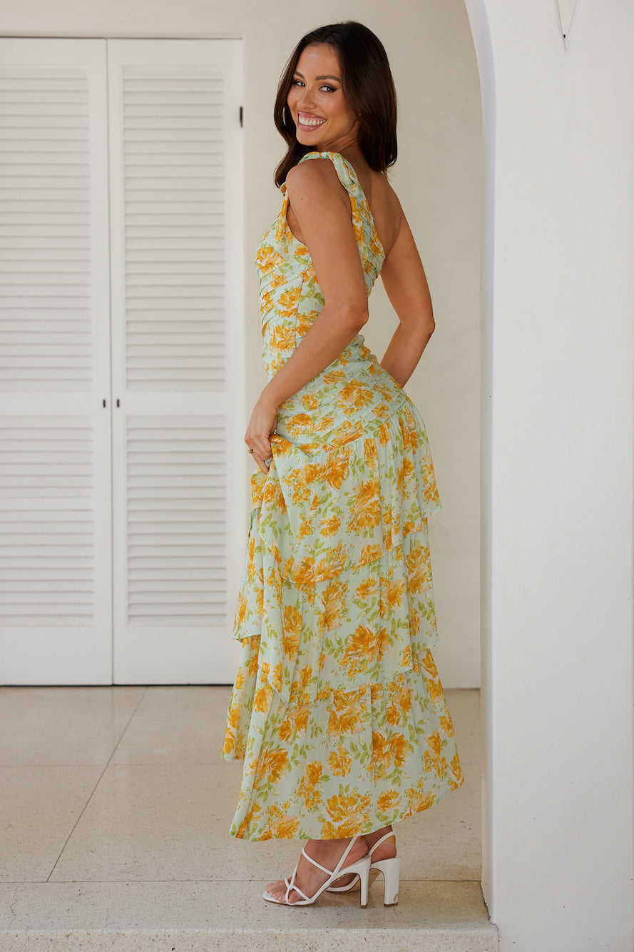 HELLO MOLLY Party On The Coast One Shoulder Maxi Dress Blue